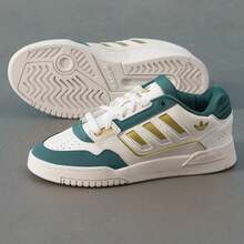 Adidas Originals 男女通用复古休闲运动鞋，DROP STEP LOW 2.0 低帮运动休闲鞋，JS3252 - 亮白/暗金金屬/柔和藍綠色 - 查看 1