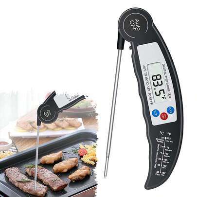 Foldable Food Thermometer, Water Thermometer, Digital Thermometer, Foldable Cooking Thermometer, Instant Read Thermometer, Suitable For Cooking Food, Baking Liquids, Candy, Grilling