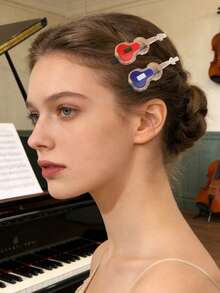 1Pc Fun Violin Hair Clip, Perfect For Daily & Party, Fashion Outing Accessory - Multicolor - View 1