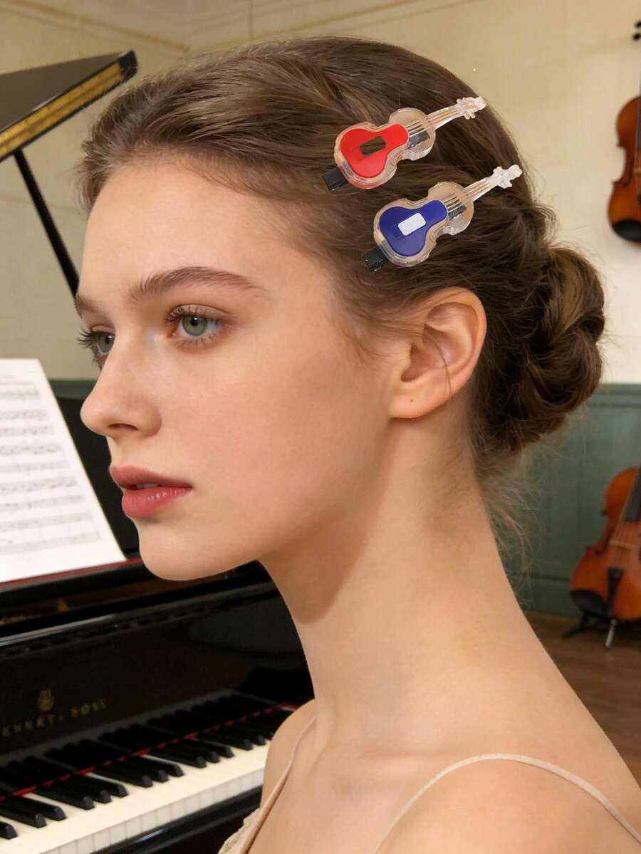 1Pc Fun Violin Hair Clip, Perfect For Daily & Party, Fashion Outing Accessory - Multicolor - View 1