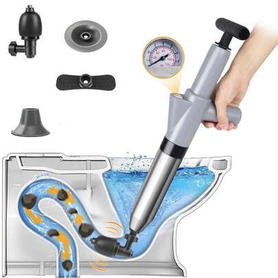 Desatascador de inodoro de alta presión, desatascador de inodoro de alta resistencia con cabezales reemplazables, desatascadores para bañeras, lavabos, desagües y tuberías.