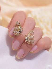 1 par de pendientes de botón elegantes con circonita cúbica para mujeres, para fiestas, compromisos, aniversarios, joyería, regalo del Día de San Valentín - 1# - Ver 3
