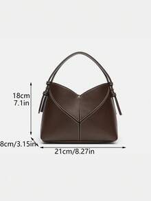 Women Two-Tone Design Mini Canvas Tote Bag, Fashion Shoulder Hand Bucket Bag - Coffee - View 10