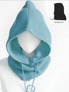 1pc Unisex Wool Blend Knitted Balaclava Hat, Warm & Soft Beanie Cap With Drawstring, Adjustable Neck Warmer For Autumn/Winter - Multicolor - View 33