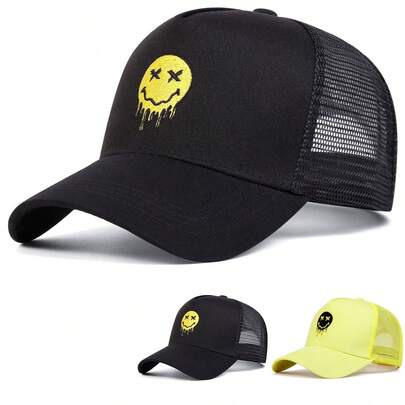 1pc Men's XX Tongue Embroidered Truck Driver Hat, Streetwear Baseball Cap, Outdoor Sun Protection Casual Hat For Spring, Autumn, Travel, Beach