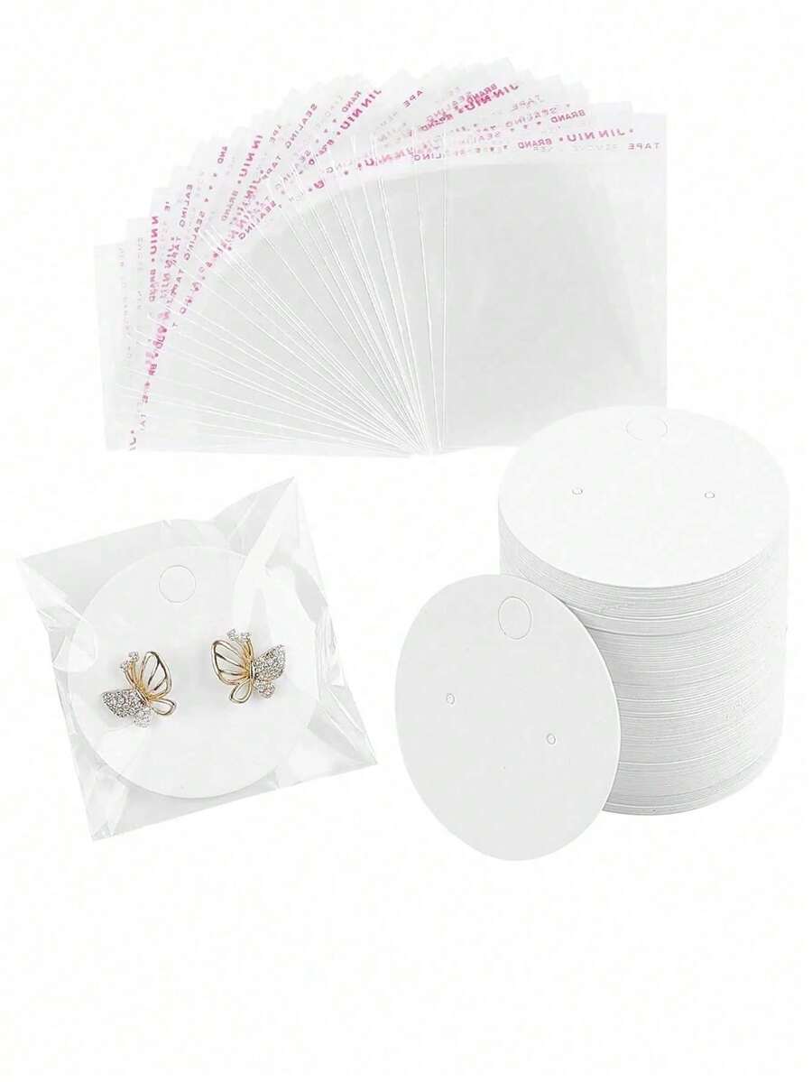 200/400个耳环展示卡珠宝礼品包装袋套装 - 彩色 - 查看 1