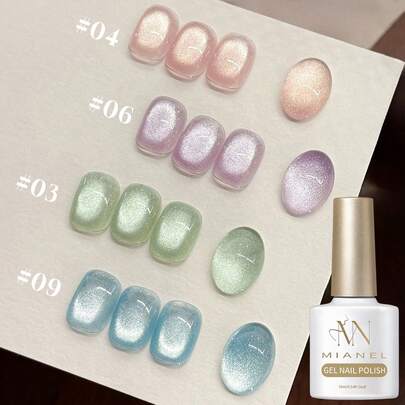 MIANEL Esmalte de uñas en gel de 10ml con diseño de gatito de Jiangnan para invierno, nuevo en 2026. Esmalte de uñas transparente de cuentas de cristal helado en blanco, rosa, rojo y marrón. Esmalte de uñas en gel UV adecuado para salones de uñas y arte de uñas profesional
