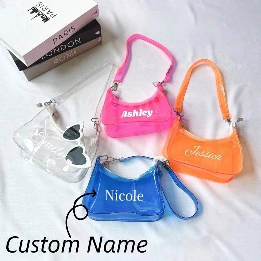 Personalized Kids Mini Crossbody Bag - Customized Transparent Jelly Bag, Lightweight Shoulder Bag, Cute Gift For Girls, Birthday & Holiday Gift