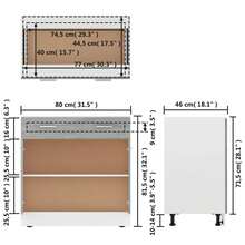 vidaXL Unterschrank mit Schublade Grau Sonoma 80x46x81,5 cm - Grau - Übersicht 10