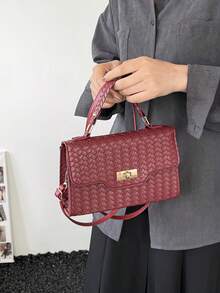 New Arrival French Elegant Casual Fashionable Rhombus Solid Color Women Chain Shoulder Crossbody Bag - Red - View 1