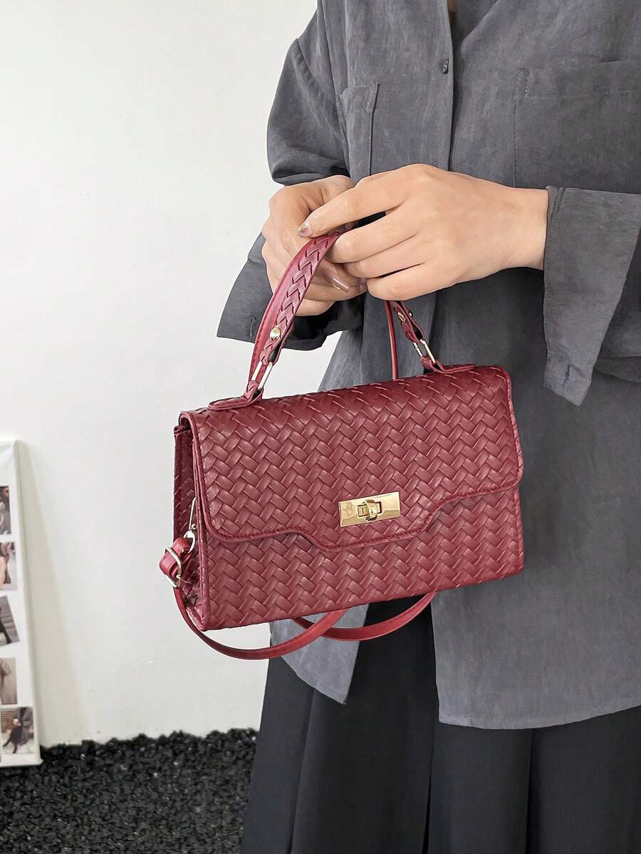New Arrival French Elegant Casual Fashionable Rhombus Solid Color Women Chain Shoulder Crossbody Bag - Red - View 1