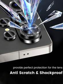 Funda protectora de lente de cámara con brillo para Galaxy S26/S26+/S26 Ultra, de vidrio templado resistente a arañazos, protección de cámara, resistente al desgaste, brillo antideslizante, a prueba de golpes, anti-caída, anti-huellas - Negro - Ver 9