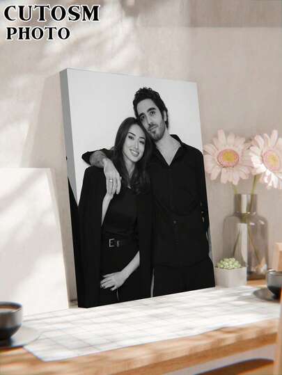 1 bucată imprimare artistică personalizată din fotografie, cadou portret de cuplu pentru aniversarea nunții și logodnei, pictură portret cu filtru de acuarelă din fotografie, cadou pentru el, poster personalizat, decor cameră, imagini cu fotografie personalizată, lucruri personalizabile, ramă opțională.