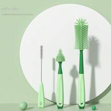 1 套 [3 件装] 婴儿硅胶奶瓶刷、安抚奶嘴刷、吸管清洁工具、奶瓶口刷，6 合 1 套装 - 亮橙色 - 查看 10