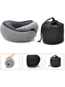 360° Travel Neck Pillow, Memory Foam Airplane Pillow, Soft Foldable Ergonomic U-Shaped Neck Support Travel Pillow For Airplane, Office Nap, Portable Neck Cushion - 頸枕 - 查看 2