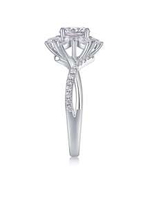 925 Sterling Silver Moissanite Ring For Women, Hypoallergenic, Engagement/Wedding Ring, Minimalist Niche Design, Versatile Daily Wear, Wedding/Anniversary/Birthday Gift, Gift Box Packaging - Silver - View 10