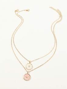 Bộ 2 dây chuyền mặt tròn cho bé gái, kèm mặt dây hình trái tim và mặt trăng. - Nhiều màu - Xem 6