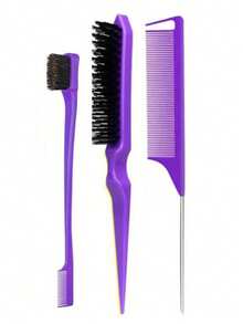 Bộ 4 lược chải tóc màu hồng/tím để tạo kiểu tóc đuôi ngựa mượt mà, làm mượt tóc, loại bỏ tóc con, kiểm soát viền tóc, chải phồng và tạo kiểu tóc. Lược có đuôi chuột rộng để chia và rẽ tóc, lược chải tóc, dụng cụ làm tóc, sản phẩm và phụ kiện làm đẹp cho tiệm cắt tóc, đồ dùng cần thiết khi đi du lịch, chuẩn bị cho năm học mới, bộ dụng cụ tạo kiểu tóc và phụ kiện tóc. - Nhiều màu - Xem 15
