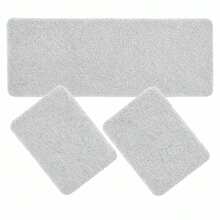 Set Of 3 Non-Slip Kitchen Mats, Low Pile, Washable - Light Grey - View 3