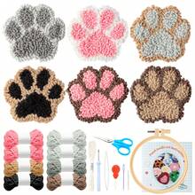 22Pcs DIY Punch Needle Coaster Kit, Poking Your Own Boho Tufted Rug Pads Coasters For Beginners, 6 Pattern Tufted Rug Pads With Adhesive Felt Yarns Embroidery Hoop Instruction - Multicolor - View 3