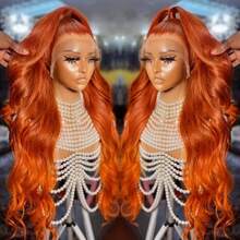 NARNI 30 Inch Ginger Wig Human Hair Orange Ginger Lace Front Wigs Human Hair Glueless Body Wave Human Hair Wigs 250% Density 13x6 HD Lace Front Wig 100% Glueless Ginger Wig Human Hair HD Transparent Lace Frontal Wigs Pre Plucked Hairline 350# Ginger Colored Wig - S350 - 查看 2