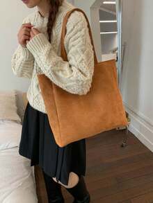 大容量单肩包 - 简约百搭女士日常包，2026新款，高端优雅包包 - 棕色 - 查看 5