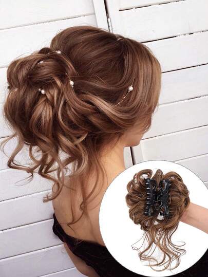 Women's Messy Bun Hair Clip, Fluffy High Ponytail Curly Wavy Hair Bun Extension With Hair Clips