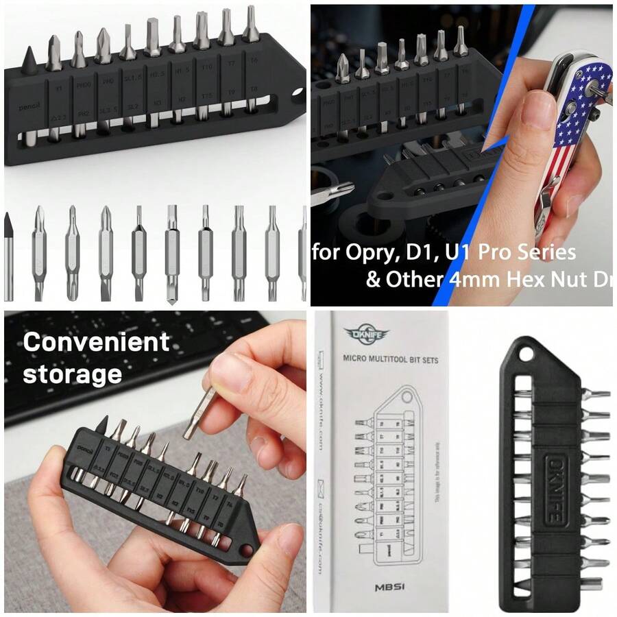MBS1 Juego de Puntas de Destornillador Hexagonales de 4mm, 9 Piezas de Puntas de Doble Extremo de Acero para Herramientas S2 Dur - A - Ver 1