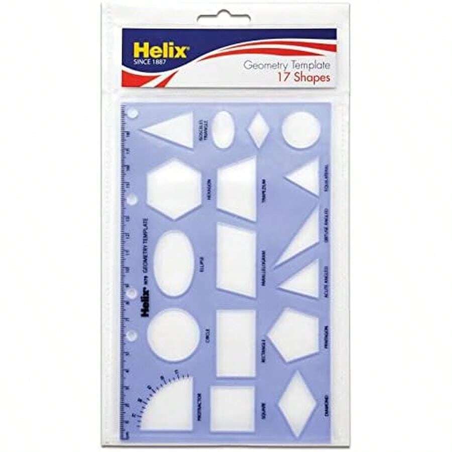 Maped Helix USA - Geometry Shapes Drawing Template - 17 Shapes - Educational Tool - Enhances Precision - Ideal For Drafting & Design - 20cm Ruler - / - View 1