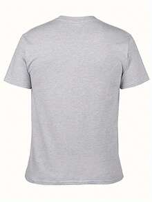 Camiseta de hombre con estampado rojo - Casual de manga corta y cuello redondo, estampado llamativo, cómoda para todas las estaciones y lavable a máquina, top de ajuste sencillo - Gris - Ver 2