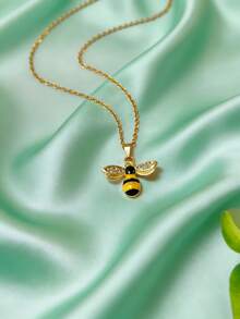 1pc Minimalist Bee Pendant Necklace - Symbol Of Love And Good Luck, Gift For Her, Birthday & Anniversary - Bee - View 5