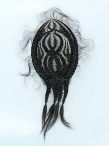 6英寸合成编织假发，独特蕾丝编织设计，平行方格编织，时尚商务发型，适合非洲男士，黑色 - 黑色 - 查看 18