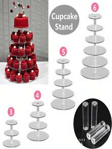 1pc Transparent Acrylic 2-6 Tier Cupcake Stand/Display Rack, High Clarity Acrylic Material, Detachable Multi-Tier Trays, Multi-Tier Display Rack, Reusable Multi-Tier Cupcake Tower, Multi-Tier Dessert Stand, Plastic Cupcake Tower, Display Rack, Macaron Display Rack, Cupcake Holder, Minimalist Cake Stand, Modern Dessert Tower, Cake Table Rack, Lollipop Cake Stand, Multi-Tier Cupcake Tree Tower, Multi-Purpose Dessert Rack, Cake Display Rack - Multicolor - View 7
