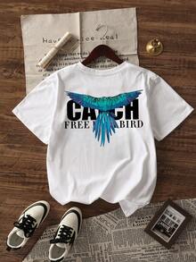 Men's Round Neck Short Sleeve Letter Print Casual T-Shirt - White - View 2