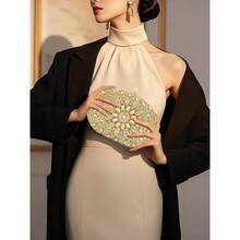 Bolsos de mano con brillantes para mujer, bolso de noche formal con strass para fiesta, boda, cóctel y baile - Embrague dorado - Ver 4