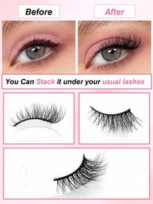 Rikuaild 半截假睫毛 7对 猫眼尾加长假睫毛 仿貂毛条状假睫毛 适合开斋节、节日派对、婚礼、伴娘、旅行、度假、海滩、海边妆容 - 黑色 - 查看 6