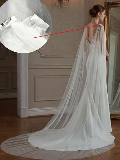 Capa nupcial larga, velo de hombros para boda, chaqueta tipo bolero desmontable, chal de boda, accesorios para la novia