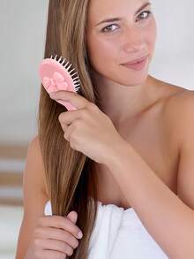 1pc/6pcs Cute Bow Hair Comb, Sleepover Party Photo Prop, Pink Girl Theme Decor, Children Massage Hair Brush, Compact & Portable (Random Color) - Multicolor - View 5