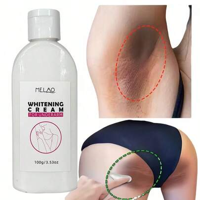  MELAO Underarm Whitening Cream, Fades Underarm Discoloration, Evens Skin Tone, Brightens Complexion, Smooths Skin, Suitable For Underarms And Intimate Areas, Contains Natural Extracts, 100g/3.53oz
