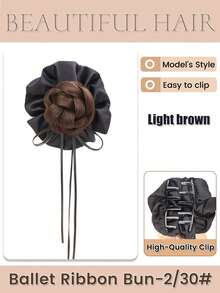 新款合成缎面发圈发髻带爪夹马尾假发片蓬松卷发髻，适合女性日常使用 - 彩色 - 查看 11