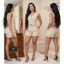 Conjunto Feminino Alfaiataria Virgínia - Champanhe - Visão 1