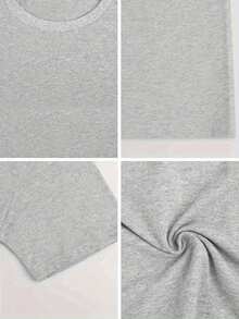 Camiseta de hombre con estampado rojo - Casual de manga corta y cuello redondo, estampado llamativo, cómoda para todas las estaciones y lavable a máquina, top de ajuste sencillo - Gris - Ver 3