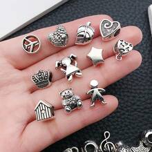 20/60pcs European Large Hole Beads Antique Silver Metal Spacer Beads For Snake Chains Bracelets, Necklace, Earring Jewelry Making - Silver - View 3