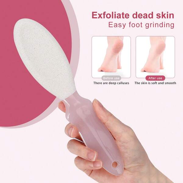 J·FOCUS Pumice Foot File With Ergonomic Handle | Natural Pumice Stone For Dead Skin & Callus Removal | Non-Slip Grip | Easy To Clean | Professional Pedicure Tool For Smooth Feet