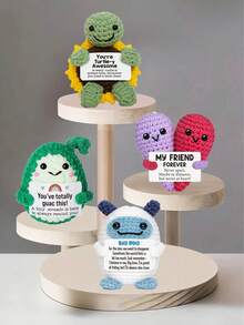 4pcs/Set Handmade Crochet Desktop Decor Figurines, Cute Sci-Fi Dolls, Ideal Birthday/Friendship Gift For Best Friends, Sisters, Mom, Grandma, Coworkers, Family, Positive Emotion Support, Creative Party/Valentine's Day/Thanksgiving Plush Doll Ornament - Multicolor - View 17