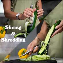双头切丝刀削皮器 - 防滑手柄 - 苹果削皮器、土豆削皮器、橙子削皮器、蔬菜削皮器，可制作美味蔬菜面条 - 彩色 - 查看 6