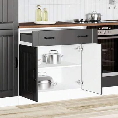 vidaXL Küchen-Unterschrank Lucca Schwarz Holzwerkstoff