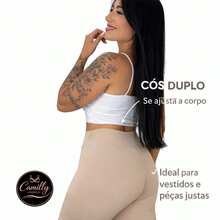 Short Anagua (KIT DE 2) Anágua Meia Perna Liso Conforto Segunda Pele Feminino Bermuda Moda íntima Lingerie Cos Duplo - 2 BEGE - Visão 3