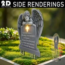 Cọc trang trí sân vườn hình thánh giá thiên thần 2D bằng acrylic - Bia mộ ngoài trời với thông điệp truyền cảm hứng, cọc trang trí mộ và sân vườn bằng nhựa, không dùng pin, món quà độc đáo dành cho người thân yêu, vật trang trí tưởng niệm, thiết kế bền bỉ, chịu được thời tiết, cọc trang trí sân vườn. - C - Xem 5