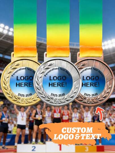 1pc Customized Marathon Metal Medal, Personalized With LOGO/Design (Gold, Silver And Bronze), Marathon/Mile Running Reward Medal, Outdoor Event Award, Competition Medal, Honor Ceremony Medal, Party Gift, Home Decor, Best Sports/Marathon Enthusiast Gift, Personalized Gift